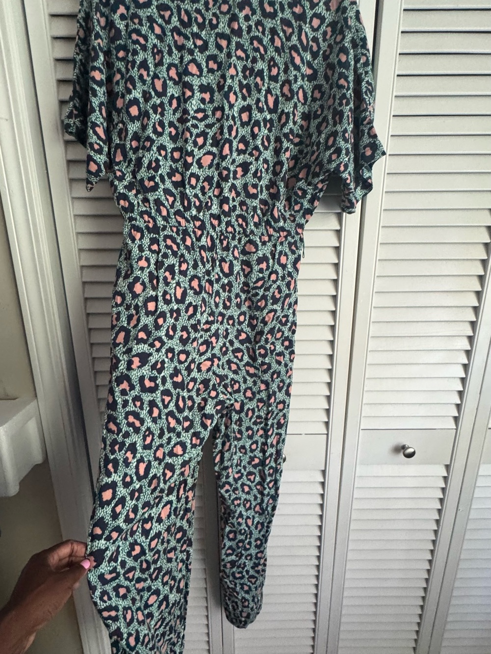 H&M Green and Pink Leopard Print Jumpsuit - Picture 5 of 5